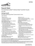 Faucet Stem, Hot Side, Streamway by Moen®, American Brass® and Other Faucets